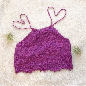 L.A Hearts Lace Halter Crop Top